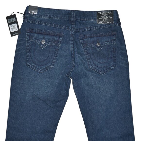 True Religion Geno Big T Flap Jeans Men's Size 36x32 Super Dark Wash Denim NWT - Picture 4 of 11